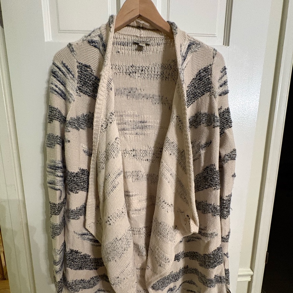 Lucky Brand Cream and Blue Striped Cardigan